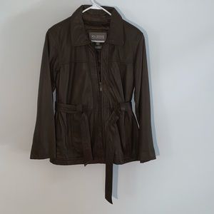 BROWN WILSON’S LEATHER ZIP-UP JACKET W/ BELT